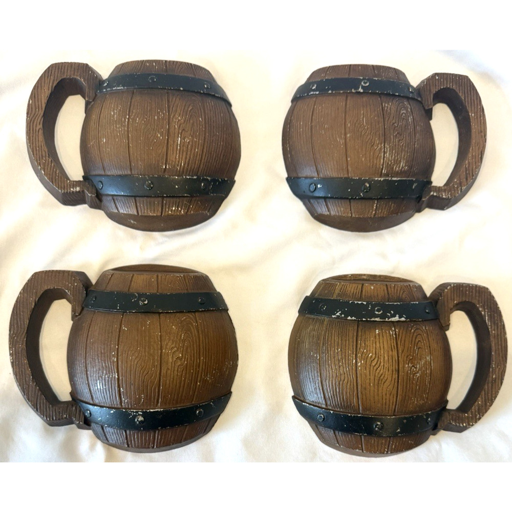 Set 4 Vintage 1968 Sexton Mug Barrel Metal Craft Anchor Wall Art Decor USA Retro